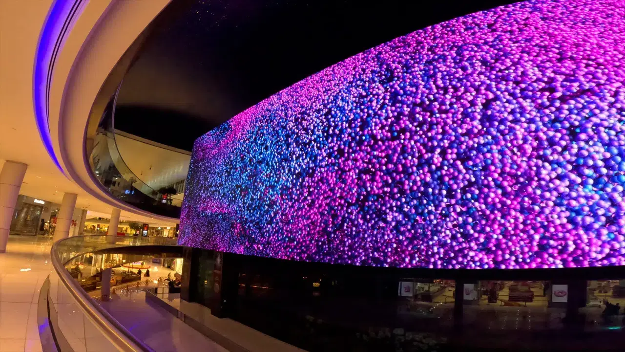 A large LED video wall